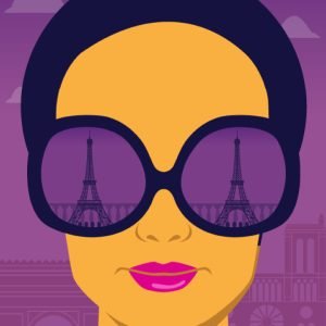 Woman with Paris on her glasses